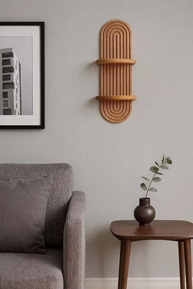 Duvar Rafı - Duvar Dekorasyon - Dekoratif - Ahşap - Ceviz 54*15*19